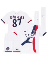 Paris Saint-Germain Joao Neves #87 Vieraspaita Lasten 2024-25 Lyhythihainen (+ shortsit)